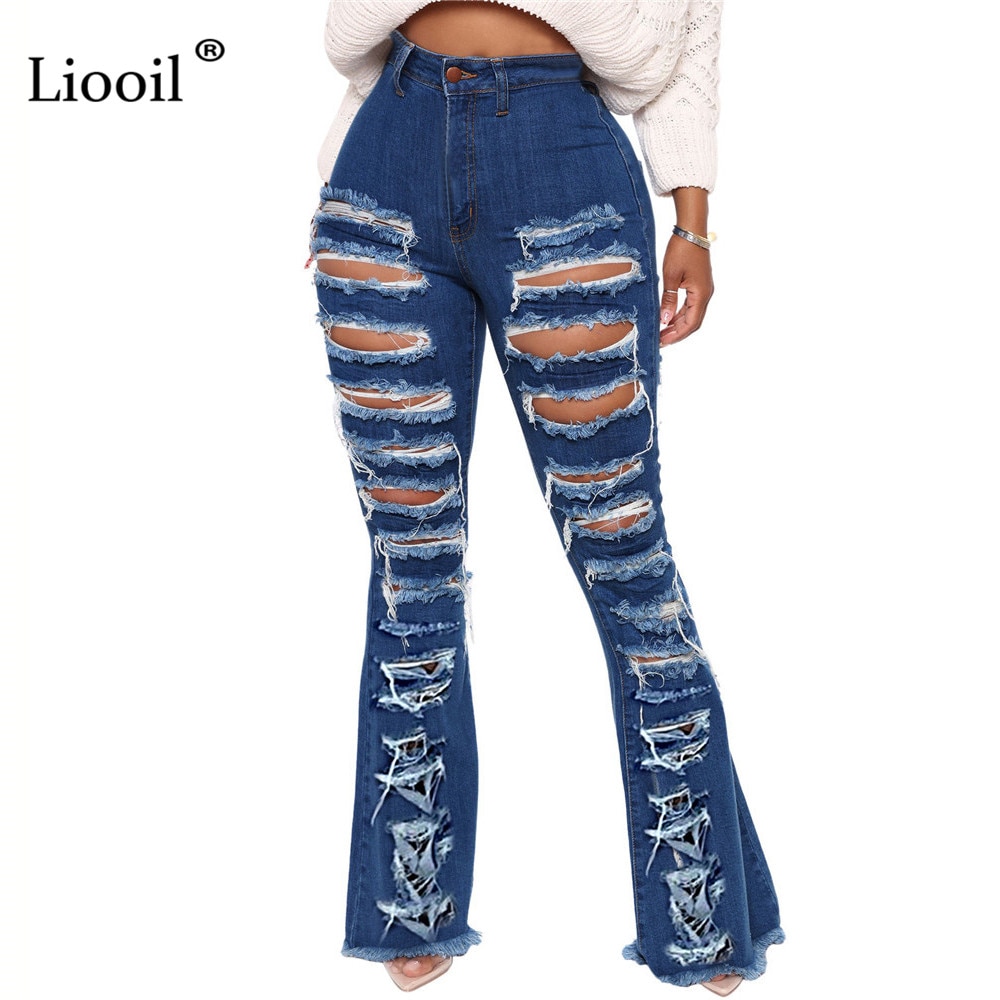 Liooil   Ʈ  ÷ û  2021 Streetwear Womens Trousers Bell Bottoms  Ű Ȧ  